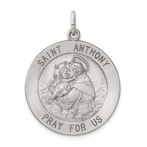 Image of Sterling Silver Antiqued Saint Anthony Medal Charm QC3581
