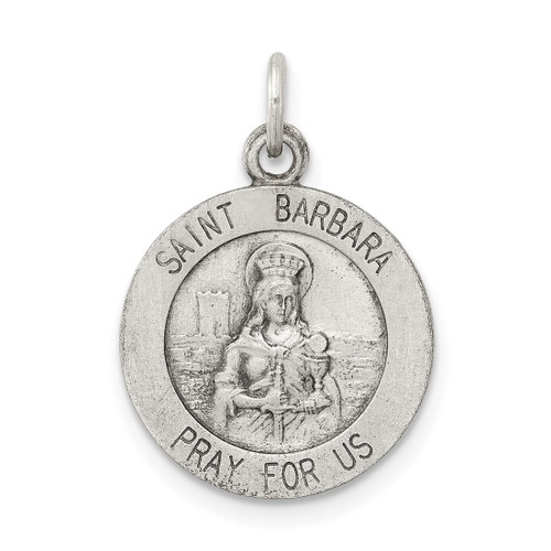 Sterling Silver Antiqued Saint Barbara Medal Charm
