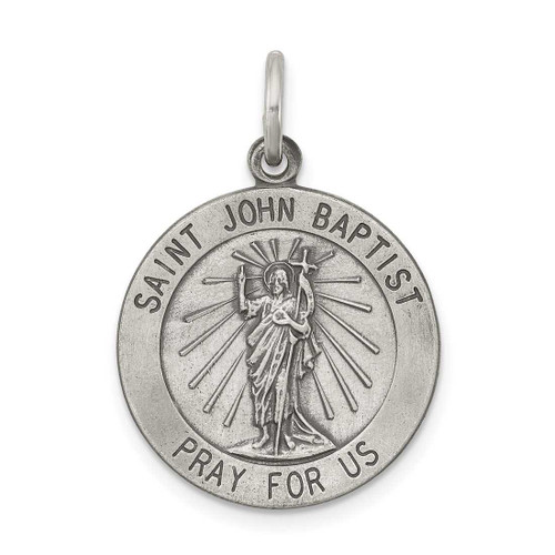 Image of Sterling Silver Antiqued Saint John The Baptist Medal Charm QC5734