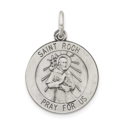 Image of Sterling Silver Antiqued Saint Roch Medal Charm QC5756
