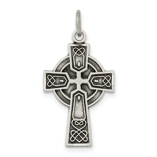 Image of Sterling Silver Antiqued Satin Celtic Cross Pendant
