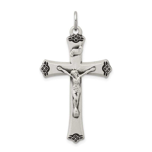 Image of Sterling Silver Antiqued Satin Halo & Corpus Cross Pendant