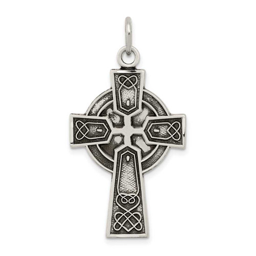Image of Sterling Silver Antiqued Satin Irish Cross Pendant