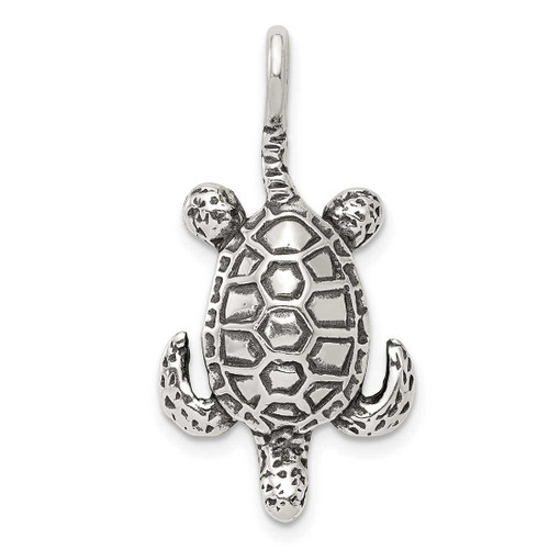 Image of Sterling Silver Antiqued Sea Turtle Pendant