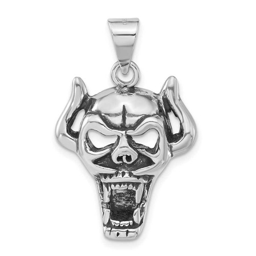 Image of Sterling Silver Antiqued Skull Pendant QC6603