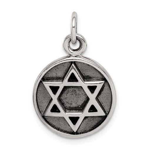 Image of Sterling Silver Antiqued Star of David Charm