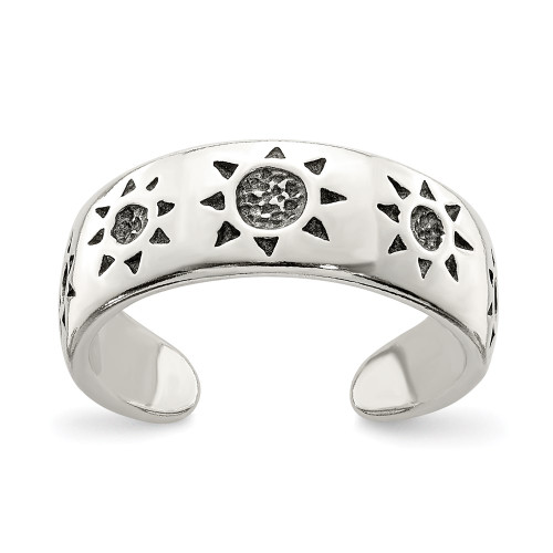 Sterling Silver Antiqued Sun Design Toe Ring