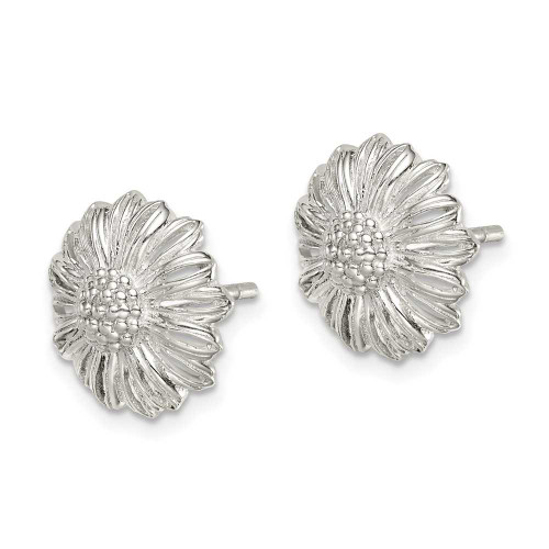 Image of 12.2mm Sterling Silver Antiqued Sunflower Post Earrings