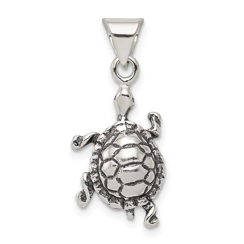 Image of Sterling Silver Antiqued Turtle Pendant QC4097