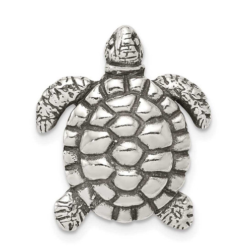 Image of Sterling Silver Antiqued Turtle Pendant QC7671