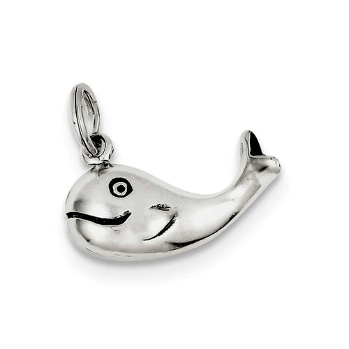 Image of Sterling Silver Antiqued Whale Charm