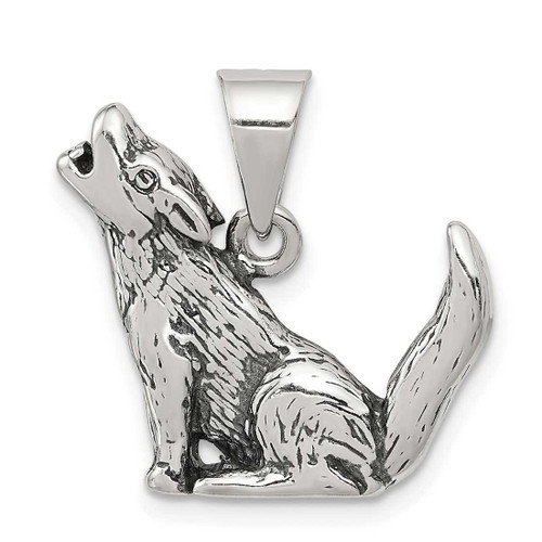 Image of Sterling Silver Antiqued Wolf Pendant
