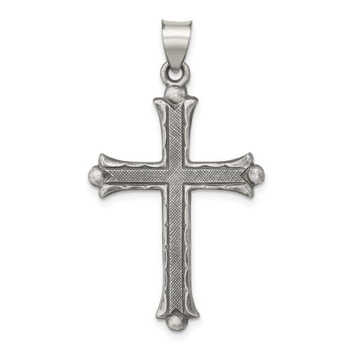 Image of Sterling Silver Antiqued, Polished & Brushed Latin Cross Pendant QC8155