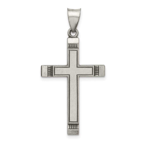 Image of Sterling Silver Antiqued, Polished & Brushed Latin Cross Pendant QC8260