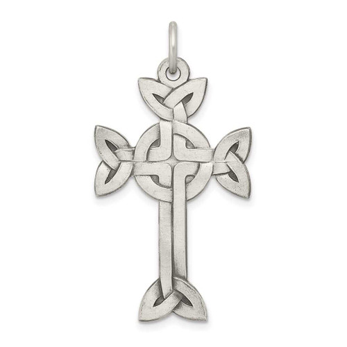 Image of Sterling Silver Antiqued, Textured & Brushed Celtic Cross Pendant