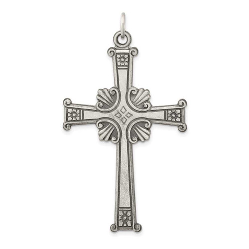 Image of Sterling Silver Antiqued, Textured & Brushed Cross Pendant