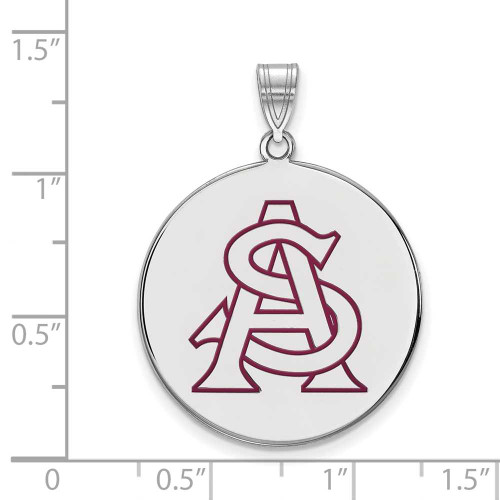 Image of Sterling Silver Arizona State University XL Enamel Disc Pendant LogoArt SS057AZS