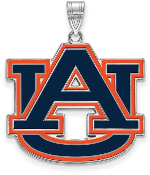 Image of Sterling Silver Auburn University XL Enamel Pendant by LogoArt