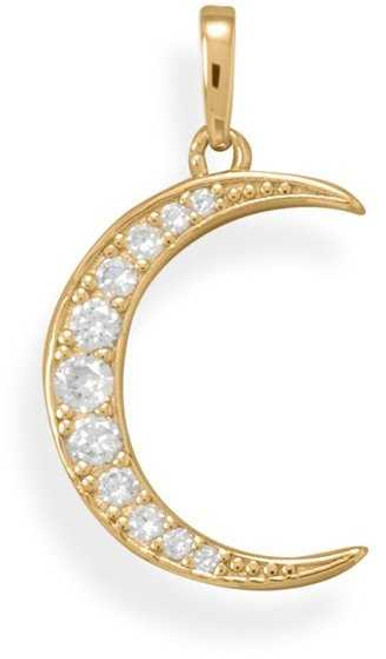 Image of Sterling Silver Be Bright! Gold-plated CZ Crescent Moon Pendant