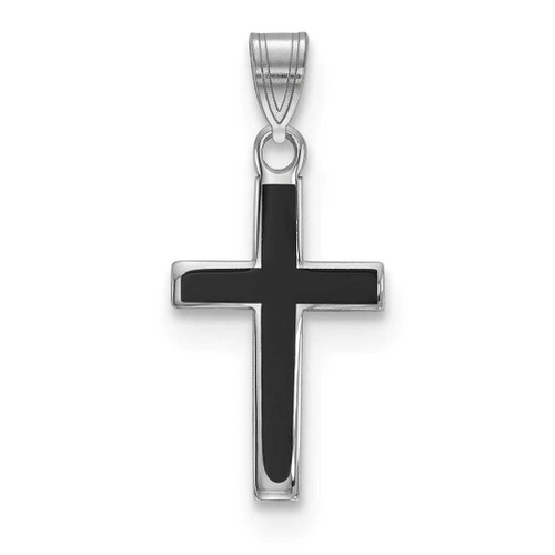 Image of Sterling Silver Black Enameled Cross Pendant