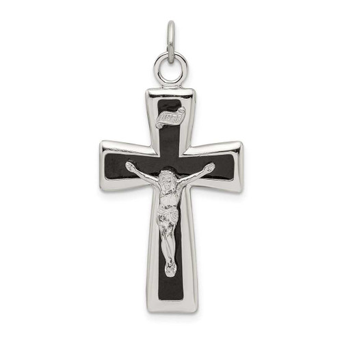 Image of Sterling Silver Black Epoxy Inri Crucifix Pendant