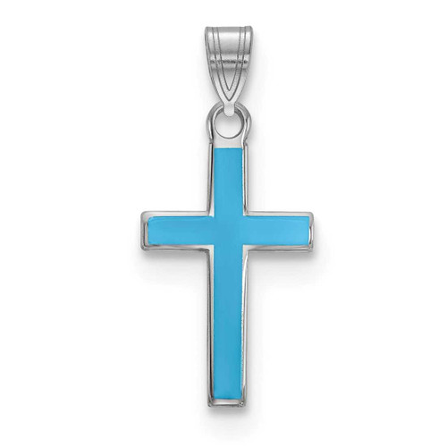 Image of Sterling Silver Blue Enameled Cross Pendant