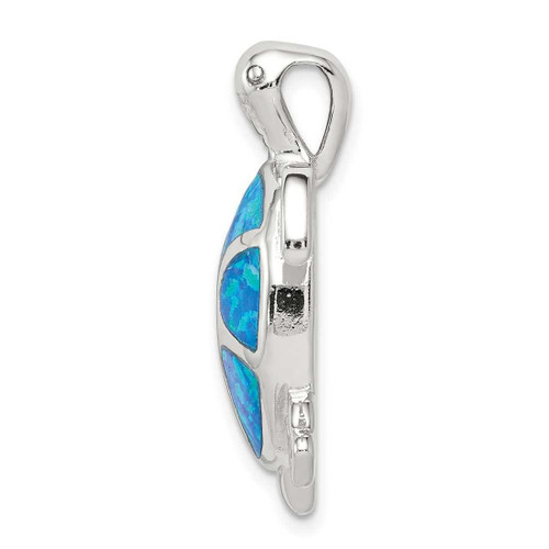 Image of Sterling Silver Blue Inlay Lab-Created Opal Turtle Pendant