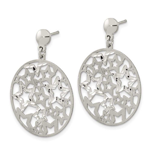 Image of 34.5mm Sterling Silver Brushed Star Dangle Earrings