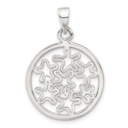 Image of Sterling Silver Circle with Stars Pendant