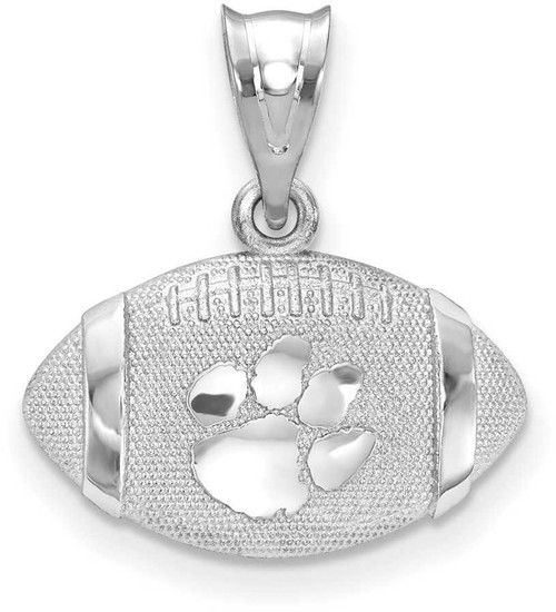 Image of Sterling Silver Clemson University 3D Football w/ Logo pendant by LogoArt