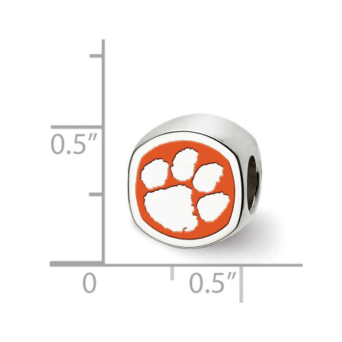 Image of Sterling Silver Clemson University Cushion Shaped Logo Bead by LogoArt