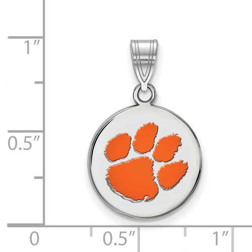 Image of Sterling Silver Clemson University Medium Enamel Disc Pendant by LogoArt