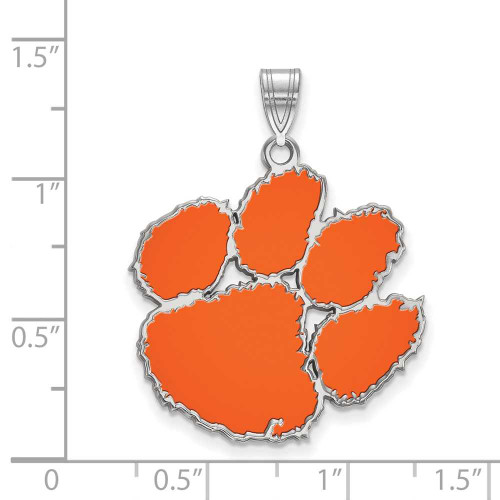 Image of Sterling Silver Clemson University XL Enamel Pendant by LogoArt