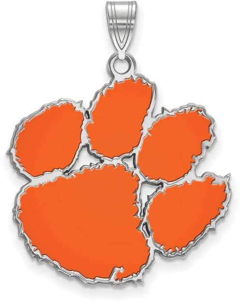 Image of Sterling Silver Clemson University XL Enamel Pendant by LogoArt