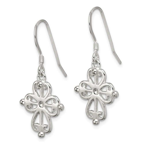 Image of 33mm Sterling Silver Cross Dangle Earrings QE6920