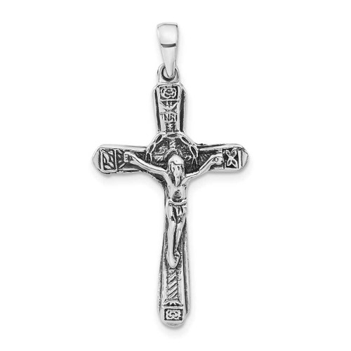 Image of Sterling Silver Crucifix Antiqued Cross Pendant