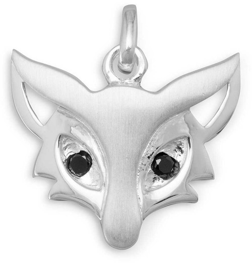 Image of Sterling Silver Cute Satin Finish Fox Pendant