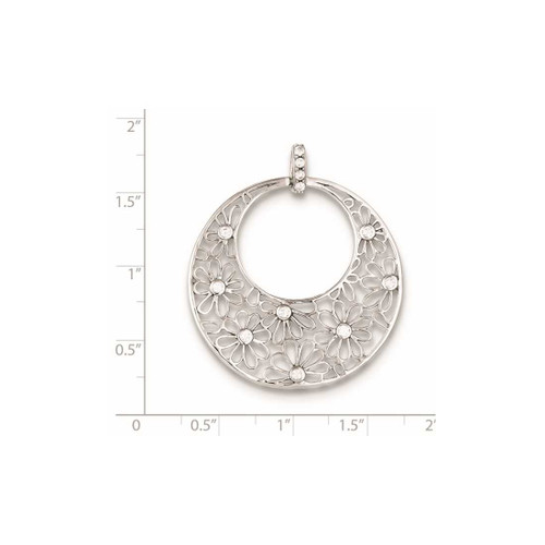 Image of Sterling Silver Cut-out Flowers and CZ Circle Pendant