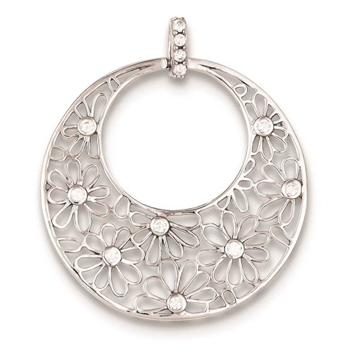 Image of Sterling Silver Cut-out Flowers and CZ Circle Pendant