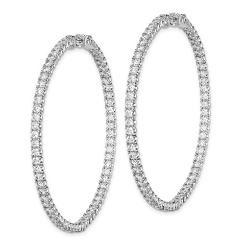 Image of 50mm Sterling Silver CZ 124 Stones In and Out Round Hoop Earrings