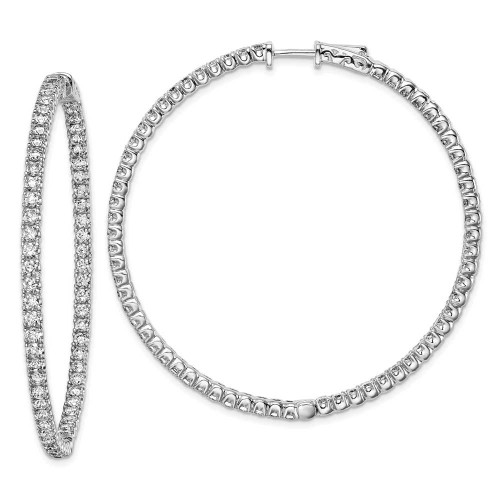 Image of 50mm Sterling Silver CZ 124 Stones In and Out Round Hoop Earrings