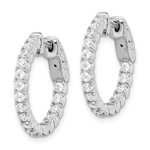Image of 14mm Sterling Silver CZ 34 Stones In and Out Round Hoop Earrings