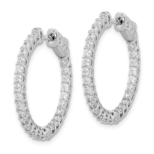 Image of 19mm Sterling Silver CZ 52 Stones In and Out Round Hoop Earrings