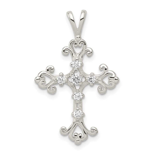 Image of Sterling Silver CZ Cross Pendant QC5293