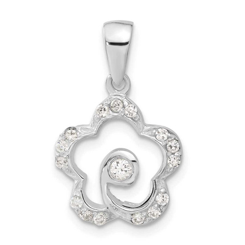Image of Sterling Silver CZ Flower Pendant QP2592