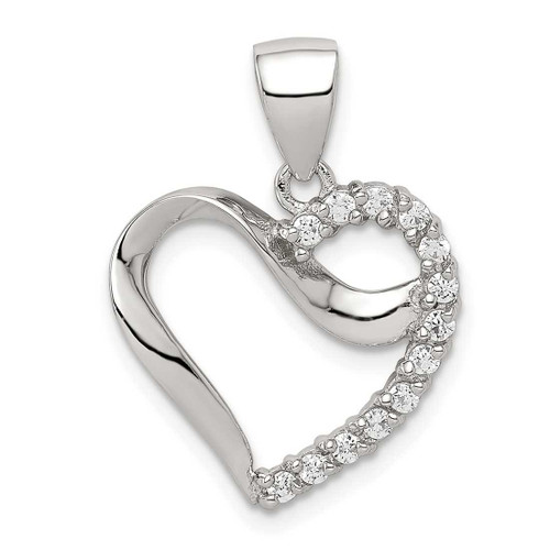 Image of Sterling Silver CZ Heart Pendant QP2052