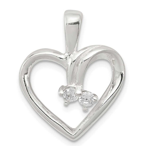 Image of Sterling Silver CZ Heart Pendant QP2769