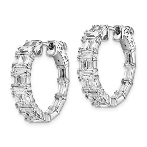 Image of 21.5mm Sterling Silver CZ In and Out Round Hoop Earrings QE15450