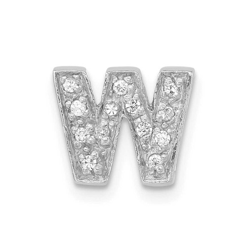Image of Sterling Silver CZ Initial W Slide Pendant