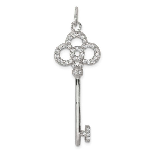Image of Sterling Silver CZ Key Charm QP1545